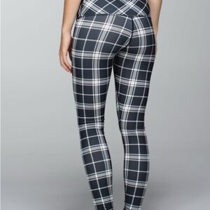 🍋Lululemon Wunder Under Pant *Full-On Luon Varsity Plaid Printed Ghost Deep Coal